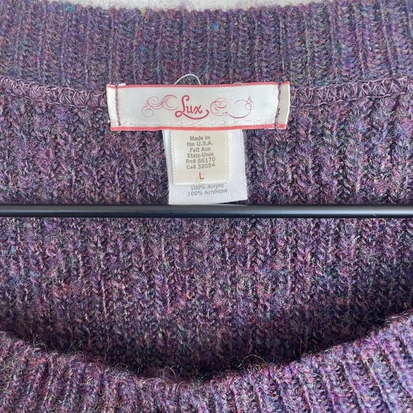 Lux Womens Cardigan Sweater Purple Half Front Button Women’s Size Large - Picture 6 of 7